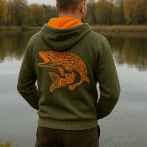 Bluza z pomarańczowym szczupakiem