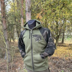 Rozpinana bluza ze szczupakiem z rękawami moro