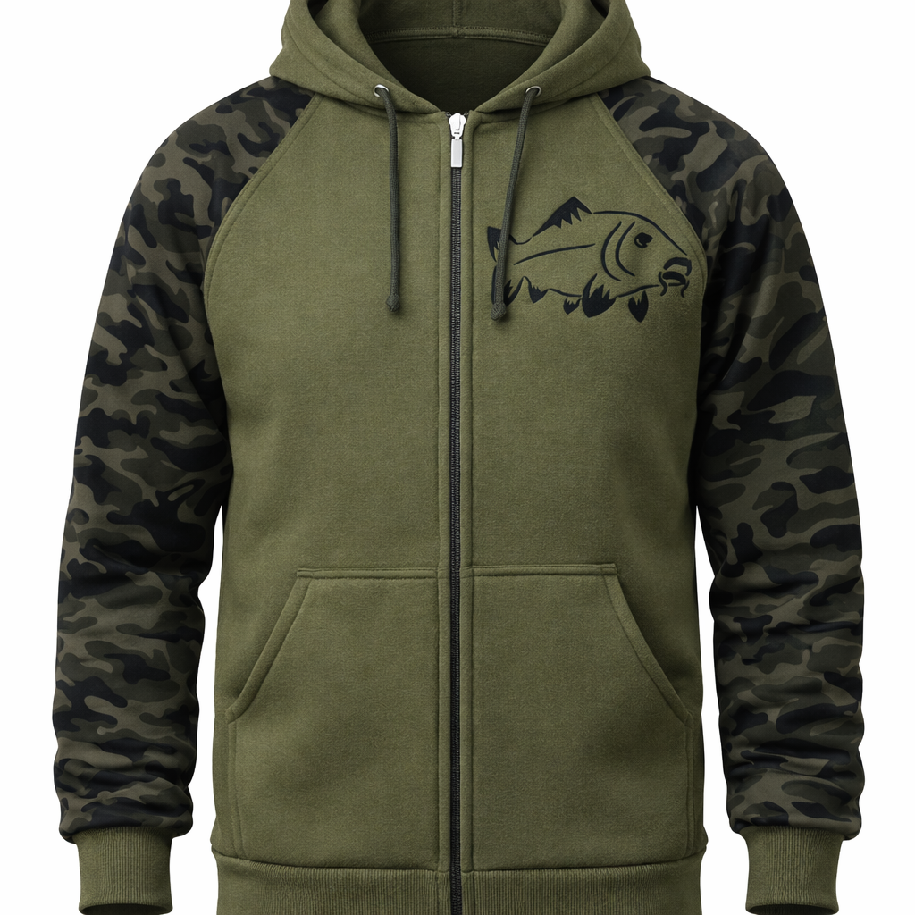 Bluza rozpinana z karpiem i rękawami moro