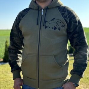 Bluza rozpinana z karpiem i rękawami moro