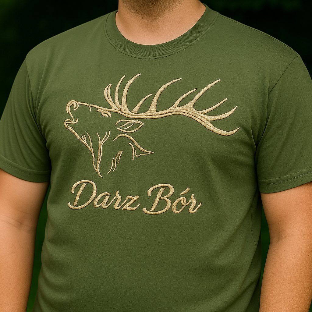 koszulka z haftem jelenia - haft czarny/pomarańczowy/beżowy - obrazek 2